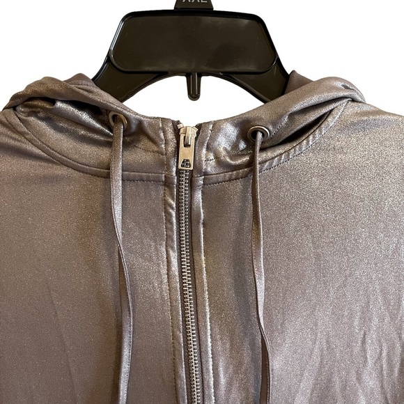 H&M x Coachella Collection Metallic Silver Hooded Zip Front Jacket Small - Picture 8 of 13